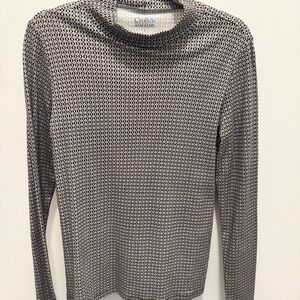 Layering Soft Cotton Mock TurtleNeck Geometric Print Winter Small Croft & Barrow